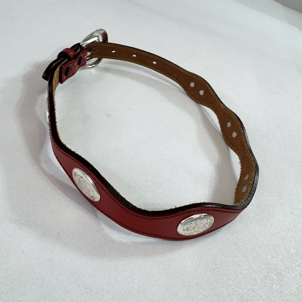 Silver Creek Classics Belt Girls One Size Red Leather Concho Western 24 Waist